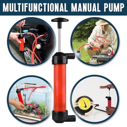 Siphon Hand Pump For Water - 15" Manual Water Pump, Gas Siphon Kit, Hand Bilge Pump With High Suction For Water Removal, Fuel Liquid Transfer