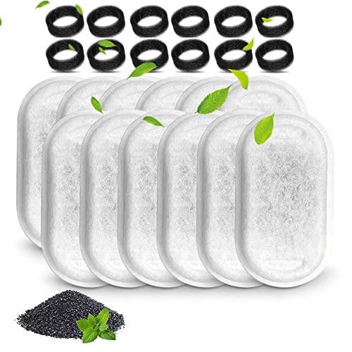 Cat Water Fountain Filters, Compatible with Stainless Steel Pet Fountain 12 Filters with 12 Sponges Replacement Filters - size: 12 Filters& 12 Sponges