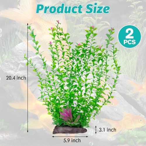 Hamiledyi Aquarium Plastic Plants Aquarium Decor Artificial Fish Tank Plants,Tall Fish Tank Decorations, Extra Large Aquarium Plant 20.4-inch Tall,2PCS - color: C*2 Pcs, size: 20.4 in