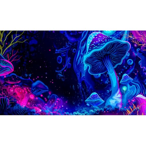Fantasy Mushroom Forest Aquarium Background Abstract Cartoon Mushroom Reptile Tank Backgrounds Vibrant Jungle Mushrooms Theme Fish Tank Background Magic Mushrooms Reptile Enclosure Backgrounds 24x12in - color: Purple Pink, size: 24(W)x12(H)in
