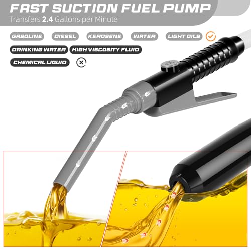 Portable Transfer Pump Battery Operated Electric Siphon Pump for Gas, Fuel, Diesel, Water Transfer 2.4 GPM Flow Oil Extractor, 47 Inches Hose-Easy to Use Hand Fuel Pump, Multi-Use Transfer Pump(Grey) - size: 1 Pack Grey 2