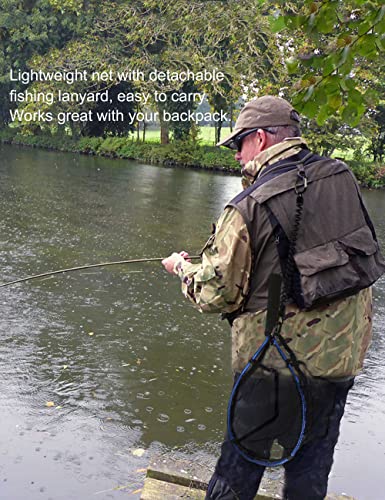 Fly Fishing Net Trout Net Kayak Fishing Net Freshwater Trout Fishing Landing Net Rubber Mesh for Catch and Release