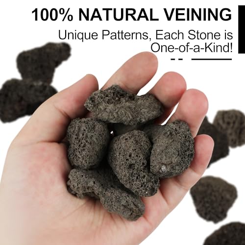 1-2.5" Natural Volcanic Lava Rock for Aquarium, Plants, Fire Pit, Succulent & Garden Decor, 1lb