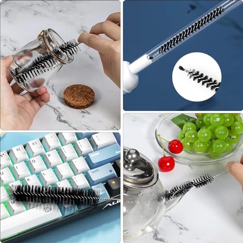 Straw Cleaner Brush Set, 12 Pieces Botthle Cleaning Brush and Nylon Tube Brush Brush, 11.8 Inch Long Cleaning Brush Kit for Water Bottle, Straws on Tumbler, Sippy Cup, Tea Pot Spout - color: 11.8 Inch Black Cleaning Brushes