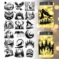 GLOBLELAND 18 Sheets Forest Animals Transfer Stickers Decals Stickers Wolf Deer Bear Eagle Rub on Transfer for Mason Jars Furniture Vase Glass Decorations Art Crafts - style: Forest Animals