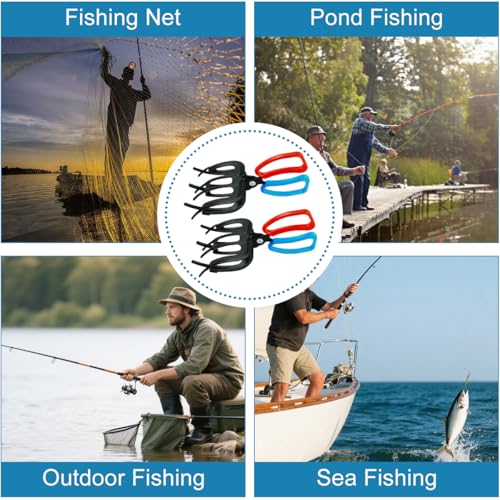 2 Pcs 3 Claw Fish Gripper, Fishing Pliers Gripper, Multifunctional Metal Fish Control, Non-Slip Fish Grabber Tool Clamp Forceps Secure Grip on Diverse Freshwater Fish Grip Tackle Holder