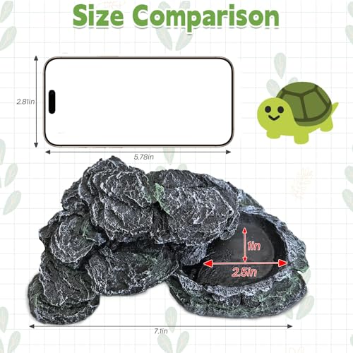 PINVNBY Reptile Hide Resin Turtles Dock for Aquarium (Size: 7.1 x 4.7 x 2.7 inches), Turtle Basking Platform for Small Size Snake Crested Gecko Lizard Frogs Newts