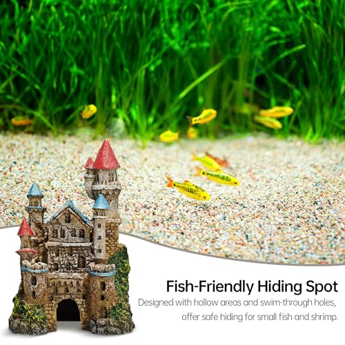 Aquarium Castle Decor – Resin Medieval Fish Tank Decorations with Hiding Holes, Betta Fish Tank Accessories Ornaments, Large Aquarium Decor, Gift for Kids & Fish Lovers - color: Castle C