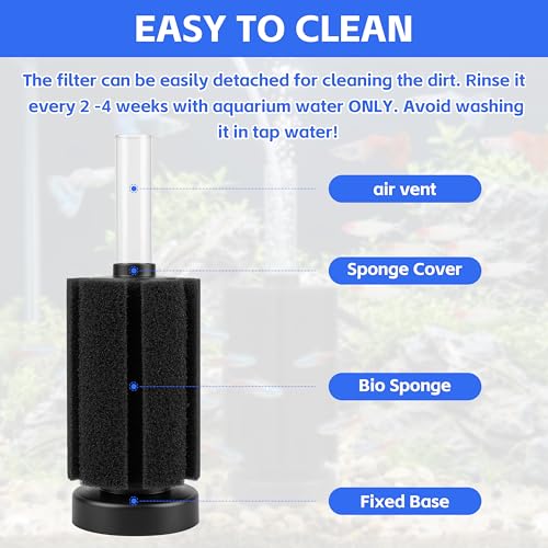 Aquarium Sponge Filter Fish Tank Filters for Fish Tank up to 20 Gallon 3-Pack