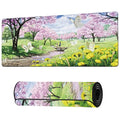 Spring Garden Extended Gaming Mouse Pad Large Desk Mat with Non-Slip Rubber Base and Stitched Edges,Keyboard Mouse Mat Desk Pad for Work,Game,Office,Home 35.4 * 15.7 Inch - color: Spring Garden