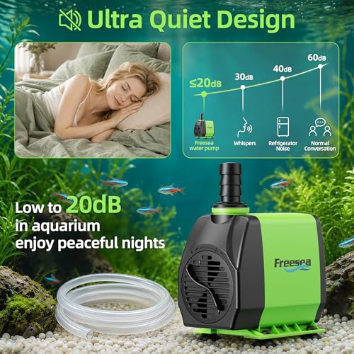 Small Pond Pump with Hose: 45w 800gph Adjustable Flow Circulate 500-1200 Gal Water 1-2 Times in 1.5 Hour - 3 Year Durable Operation Keep Pond Clean for Koi health - size: 45W/800GPH