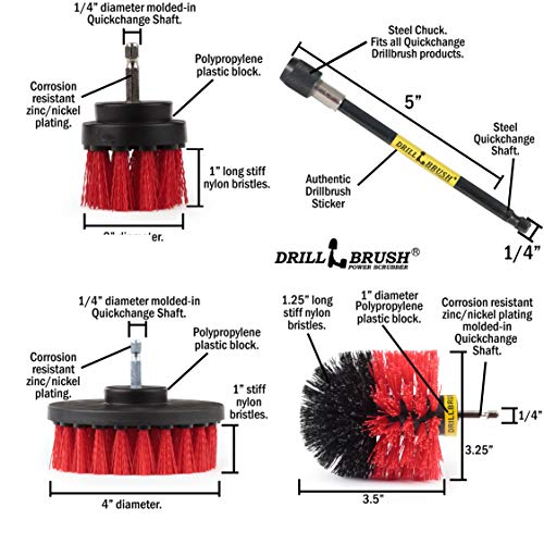Stiff Bristle Power Scrubber Kit with Extension - Pressure Washer Surface Cleaner Alternative - Ideal for Cleaning Outdoor Garden, Fire Pit, Patio, Graveyard Tombstone, Bird Bath, Siding, and Deck - color: Red