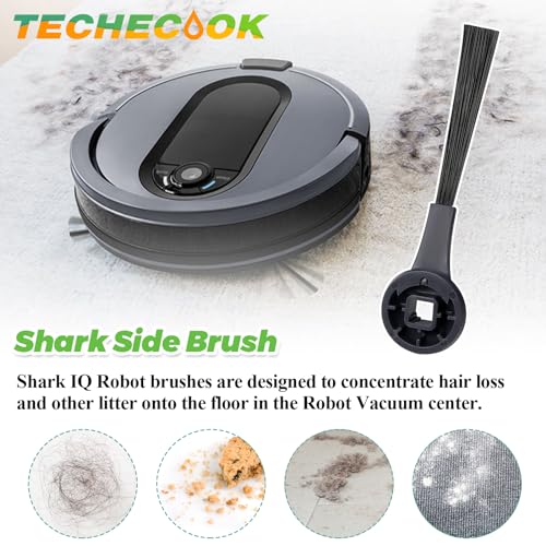 Replacement Parts for Shark Robot Vacuum R101AE RV1001AE AV911S RV2001WD RV1100SRUS RV1100VRUS by Techecook - Includes 6 x Side Brushes, 3 x Filters,1 x Main Rolling Brush and 1 x Cleaning Brush