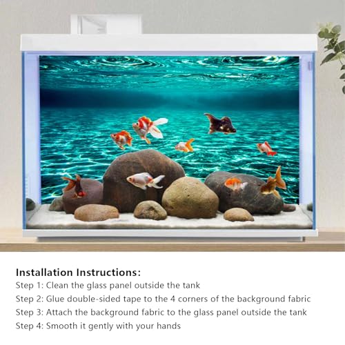 YongFoto Fish Tank Background 36x14 inch Turquoise Clear Water Ripple Lakebed Undersea Ocean Floor Underwater Seabed Reptile Habitat Terrarium Aquarium Polyester Backdrop - color: Underwater 4, size: 36x14inches