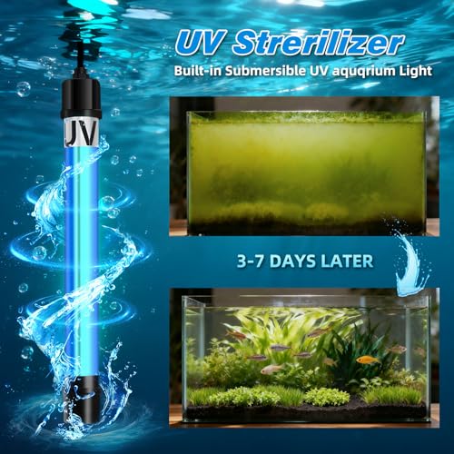 300GPH Aquarium Filter, UV Sterilizer for Aquarium for 45-120 Gallon, Submersible Pump Filter for Green Water Algae Clean, Ultra-Silent Green Killing Machine with Fish Tank & Turtle Tank Deodorization - size: Aquarium Filter for 45-120 Gallon