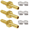 Joywayus 1/4" ID Hose Barb Hex Union Fitting Intersection/Split Brass Water/Fuel/Air with 6 Stainless Steel Clamps (Pack of 3) - size: 0.25 Inch, style: 3PCS
