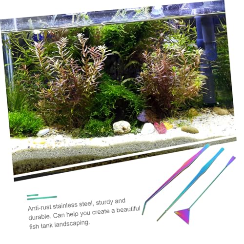 BESTonZON 3pcs Stainless Steel Aquascaping Tools Set Durable Tweezers and Spatula for Fish Tank Cleaning for Trimming Water Plants and Maintaining Aquarium Decorations