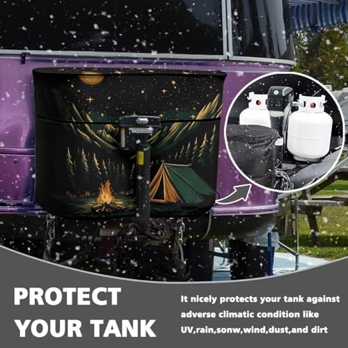 Camping Under The Stars Camper Propane Tank Cover Polyester Waterproof RV Propane Tank Cover Machine Washable Easy to Install - color: Camping Under The Stars, size: Small-Double 20LB
