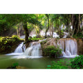 Waterfall Aquarium Background Jungle Plants Rocks Terrarium Background Falls Green Plants Natural Landscape Fish Tank Background Old Tree Waterfall Rock Style Reptile Background Vinyl 24x12in - color: Jade Green, size: 24(W)x12(H)in