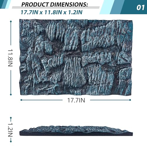 17.7x11.8in Rock Terrarium Background,3D Reptile Tank Background Board,Amphibian Stereo Backdrop Wall,Lizard Snake Gecko Spider Turtle Fish pet silo Background Decorative Panel(Blue) - color: Blue-17.7"*11.8"（1pcs）