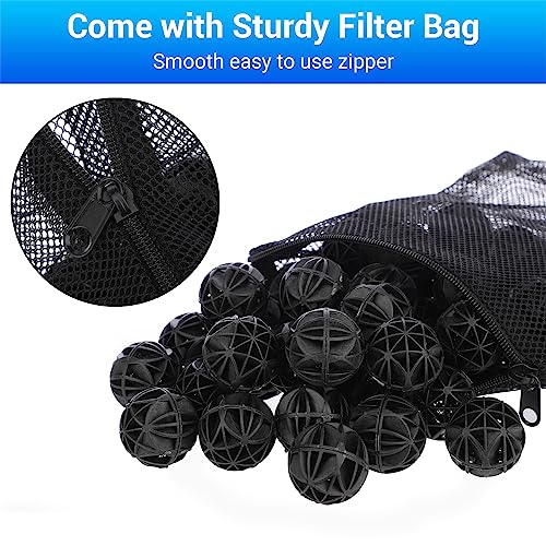 Segarty Aquarium Bio Balls, 1 inch Koi Pond Filter Media Bio Ball with Sponge for Aquarium Filter Canister Filter Biological Filtration for Freshwater Marine Fish Tank Sump (100 PCS with Mesh Bag) - color: bio ball, size: 100x