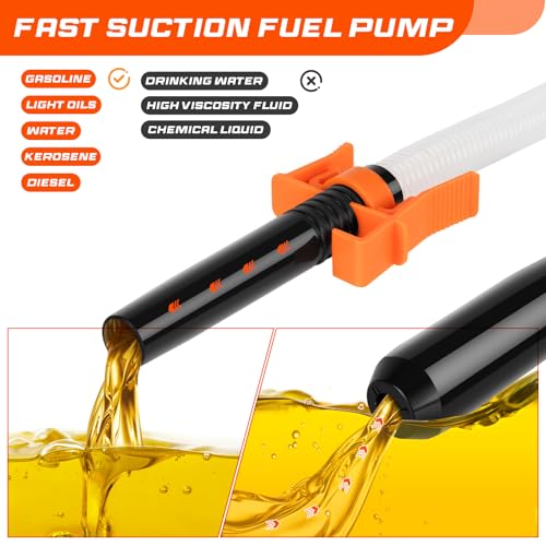 Portable Fuel Transfer Pump with 47" Hose-High Flow Hand Fuel Pump, Battery Powered Siphon Pump for Gasoline Mechanical Fuel Pumps Universal Fit for Gasoline, Vehicles, Fuel,Water Transfer（Amber） - size: 1 Pack of 1 Amber