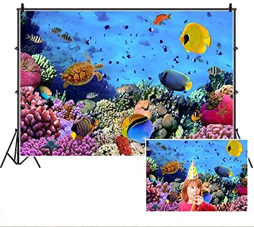 Under The Sea Backdrop,Yeele 8x6ft Underwater Scene Colorful Marine Coral Fishes Aquarium Photography Background,Seabed World Diving Holiday Baby Portrait Photo Booth Shoot Studio Props Wallpaper