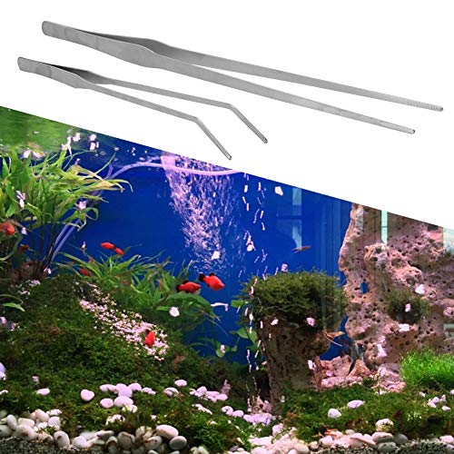 Fish Tank Aquarium Water Plants Planting Clip Stainless Steel Tweezers Cultivate Tool - Rust Durable Design, Straight and Elbow Tweezers for Aquascaping