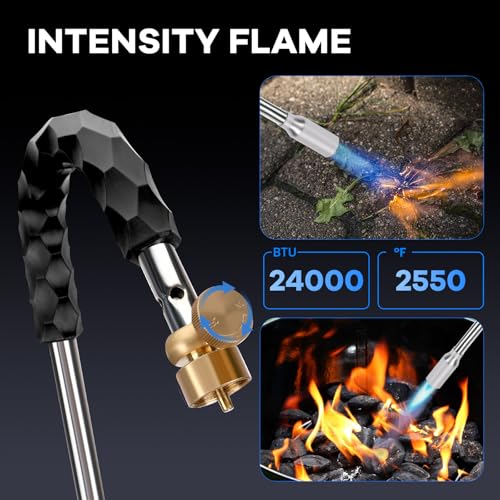 Weed Torch, Propane Burner, 24,000 BTU Weed Burner Torch for Propane Tank with Igniter, 32" Long Arm Blow Torch for Weeds, Portable Flame Thrower for Weeds, Fire Starter, Ice Melt