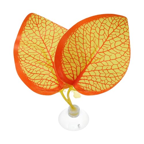 Betta Fish Leaf, Natural Habitat Simulation for Betta Spawnings Grounds, Betta Spawnings Leaves, Resting Bed, Double Leaves, Orange Yellow