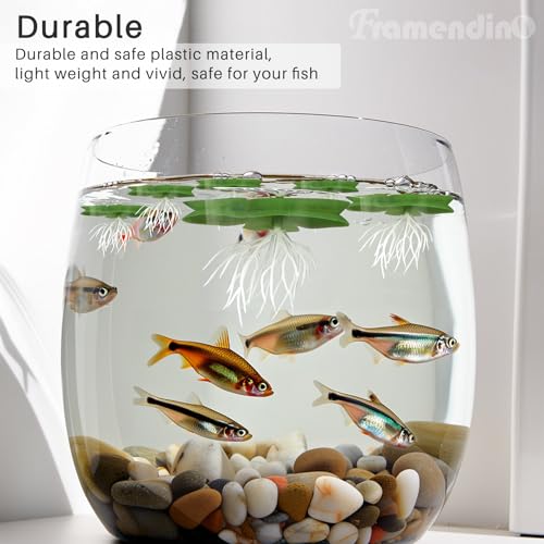 Framendino, 54 Pack Floating Aquarium Plants Artificial Plastic Fake Duckweed Simulation (3 Size) - size: 54 Pack