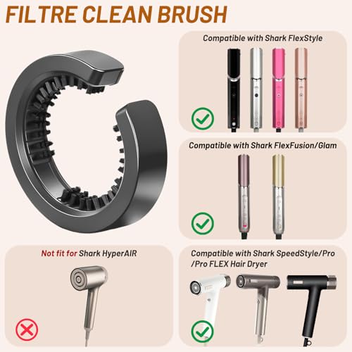 Filter Cleaning Brush Replacement for Shark Flex Style Attachment, Filter Cleaning Brush Compatible with Shark Flexfusion/Glam/Speedstyle Hair Dryer Attachment
