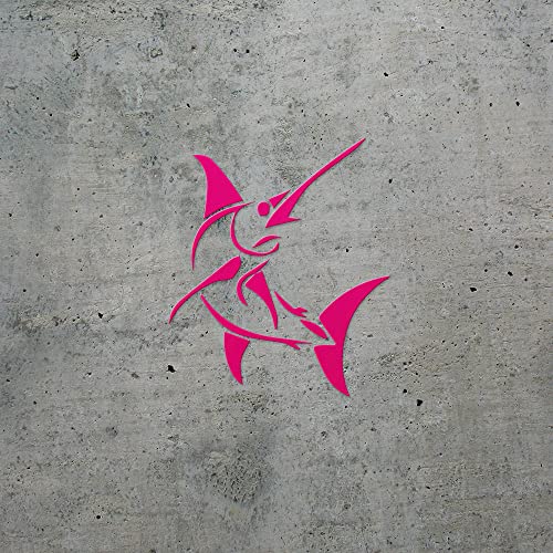 2 Pcs - Decal Stickers of Stylized Marlin Fish (Pink) Premium Waterproof Vinyl Decal Stickers for Laptop Phone Accessory Helmet Car Window Mug Tuber Cup Door Wall Decoration ANDSKUS512502PI070722 - color: Pink, size: 4.8'' x 5.6''