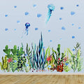 Under The Sea Wall Decals Ocean Stickers Coral Reef Seaweed Jellyfish Removable Wall Decal Undersea Decor Stickers for Bedroom Bathroom Daycare Nursery Home Decoration