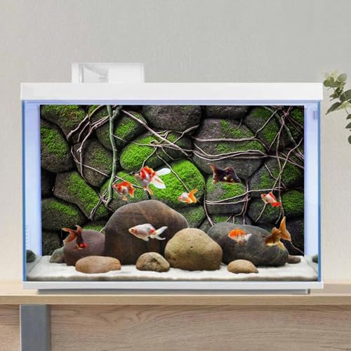 AWERT 48x24 inches Stone Aquarium Background Rock Fish Tank Background Rocky Terrarium Background Vinyl - size: 48x24in/120x60cm