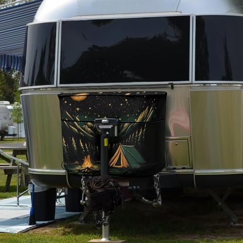 Camping Under The Stars Camper Propane Tank Cover Polyester Waterproof RV Propane Tank Cover Machine Washable Easy to Install - color: Camping Under The Stars, size: Small-Double 20LB