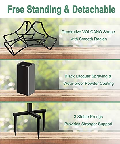 Garbuildman Garden Hose Holder with 3 Spikes, Freestanding Metal Hose Stand for Outdoor Garden, Detachable Hose Storage Rack for Lawn & Yard, Volcano Black - size: 3-Spike Volcano