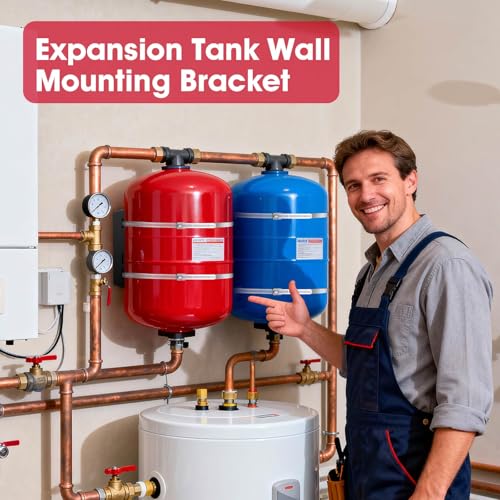 Expansion Tank Mounting Bracket with 2 Earthquake Straps - for 1 to 5 Gallon Thermal Expansion Tanks,Hot Water Heater Accessory to 13" Diameter Tanks & 5lb Propane Tanks (1 Set) - color: Black-1 Set