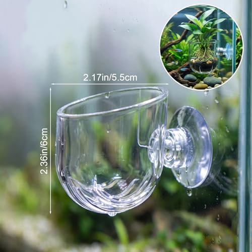 6 Pcs Aquarium Plant Holder, Suction Cup Fish Tank Plant, Clear Shower Aquatic Plant Pots