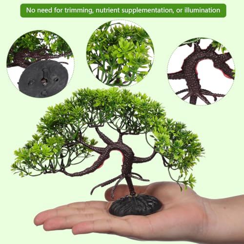 POPETPOP 2 Pcs Fish Tank Bonsai Ornament - Aquarium Landscaping Aquatic Plants, Plastic Bonsai Fish Tank Pine Tree for Aquarium Decor