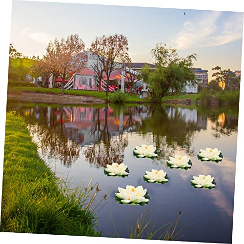 SOLUSTRE 9Pcs Artificial Lotus Water Lily Ornaments Green Leaves for Home Decor Pool and Aquarium Decoration