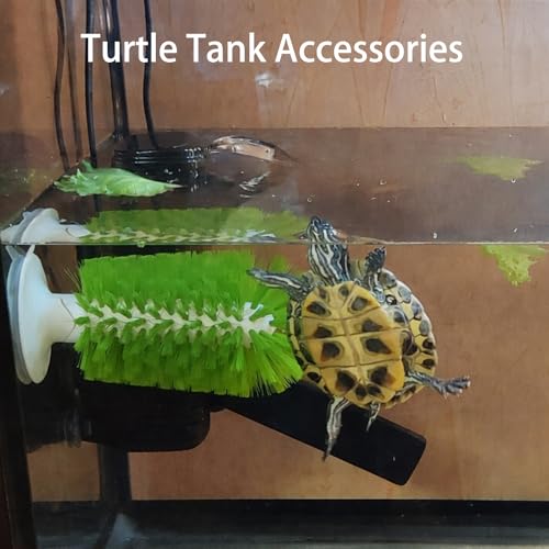 Turtle Brush, Turtle Tank Decor with Suction Cup, 5-Piece Aquarium Cleaning Kit for Turtle Habitat Maintenance, Turtle Tank Decorations with Durable TPR and PP Materials