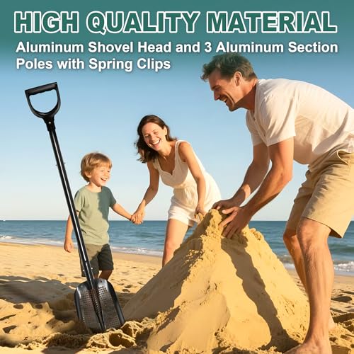VYNTRA 47.7" Metal Sifting Shovel, Adjustable Sand Sifter for Chicken Coop, Farm Goat Stall & Garden, Beach-Heavy Duty Durable Mesh Screen for Poop Cleaning Durable Sifter Shovel Ergonomic Grip Black
