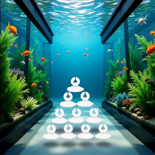 10Pcs Aquarium Suction Cup, Transparent Plastic Sucker with Clips Fish for Tank Pipe Hose Tube Holder Fish Tank Suction Cups Air Pump Accessories Aquarium Pumps and Filters (1.2in)