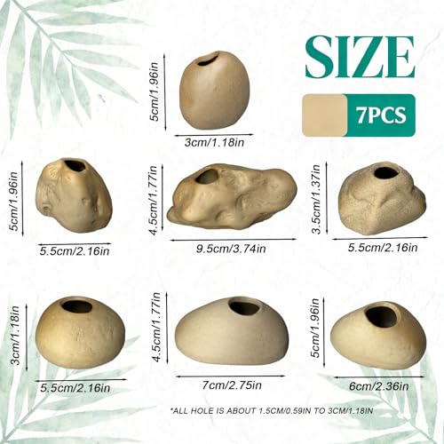 7 Pcs Ceramic Aquarium Plant Pots, Aquarium Plant Holder Cups, Aquatic Planters for Fish Tank Decorations and Live Plant Cultivation