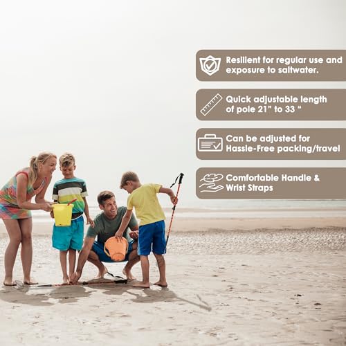 VOS Sand Sifter 2-Pack | Adjustable Handle 21"–33" | Stainless Steel Beach Scoop for Seashells, Shark Teeth & Sea Glass | Lightweight Aluminium, Rust-Resistant – KOVO Coral - color: KOVO Coral