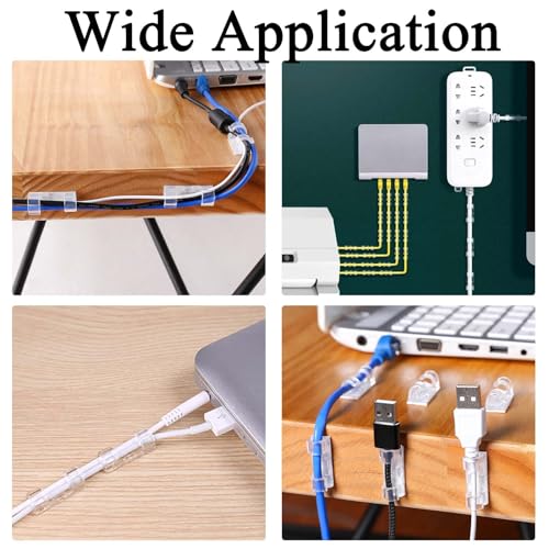 80 PCS Cable Clips (Small & Large),Adhesive Cable Clips for Wall,Finisher Wire Clamp for TV PC Laptop,Cable Management Clips Outdoor Light Clips - color: 80PC