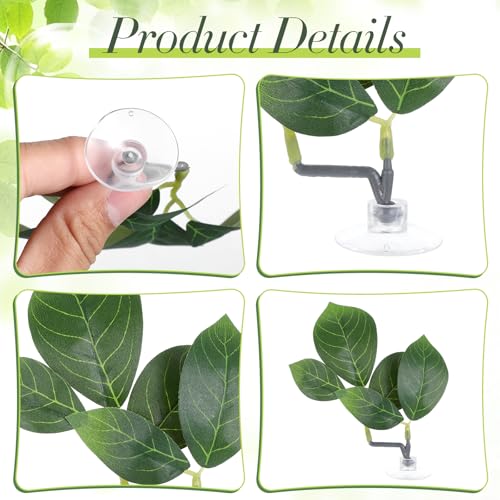 3 PCS Betta Fish Leaf Hammock, Faux Fishs Leafs Pads 5.5 Inch Plastic Artificial Plant Twin Leaf Design with Suction Cup Aquarium Decorations Ornaments Fish Tank Accessories for Resting Hiding Playing