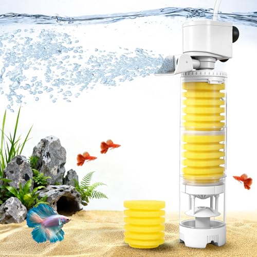 Vehipa Fish Tank Filters, 4-in-1 Aquarium Filter for Multi-Layer Filtration, Adjustable Oxygenation & Wavemaker, Ultra-Quiet Water Circulation for 40-70 Gallon Aquariums, 225GPH - size: Circular: For 40-70 Gal
