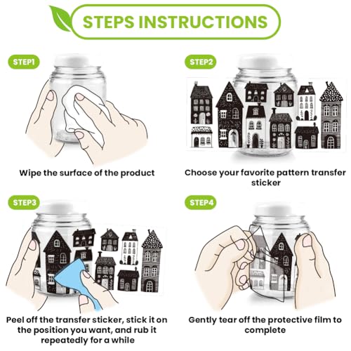 arricraft 10 Sheets House Silhouettes UV DTF Cup Wrap for 16OZ Glass, Black and White Houses Architecture Rub on Decals PVC Transfer Stickers for DIY Cups Wood Funiture 24x11cm/9.4x4.3inch - style: House Silhouettes Theme